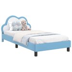 vidaXL Cadre de lit avec tête de lit Bleu 90 x 190 cm PU