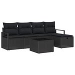 vidaXL Canapé de Jardin 6 Pièces avec Coussins Noirs en Poly Rattan