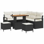 vidaXL Ensemble de canapé de jardin avec coussin 8 Pièces Noir Poly rotin