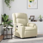 vidaXL Fauteuil inclinable de massage Crème Similicuir
