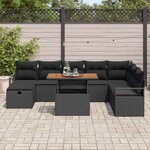 vidaXL Ensemble de canapé de jardin avec coussin 9 Pièces Noir polyrotin