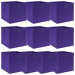 vidaXL Boîtes de rangement 10 Pièces Violet 32x32x32 cm Tissu