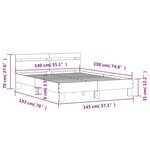 vidaXL Cadre de lit avec LED sans matelas gris béton 140x190 cm