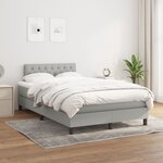 vidaXL Sommier à lattes de lit et matelas gris clair 120x190 cm tissu