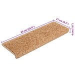 vidaXL Tapis d'escalier 20 pièces 65 x 21 x 4 cm Beige Bord rectangulaire