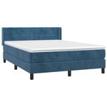 vidaXL Sommier à lattes de lit et matelas Bleu foncé 140x200cm Velours