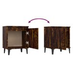vidaXL Tables de chevet avec pieds en métal chêne fumé 40x30x50 cm