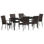 vidaXL Ensemble de salle à manger pour jardin 7 Pièces Marron