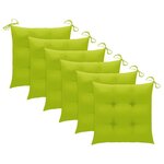 vidaXL Chaises de jardin lot de 6 avec coussins vert vif Teck solide