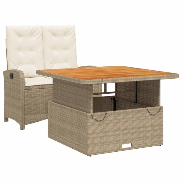 vidaXL Ensemble à manger de jardin et coussins 2 Pièces beige poly rotin