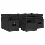 vidaXL Salon de jardin 7 Pièces avec coussins noir résine tressée