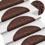 vidaXL Tapis d'escalier 20 pièces 56x17x3 cm Marron Demi-rond