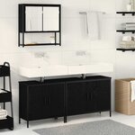 vidaXL Ensemble de mobilier de salle de bain avec stockage 3 Pièces Noir