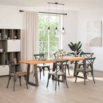 vidaXL Table à manger avec bord naturel 280x80x74 cm bois massif chêne