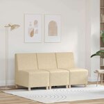 vidaXL Unité de Sofa Modulaire Sans Accoudoirs 3 Pièces Crème