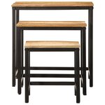 vidaXL Tables d'appoint gigognes 3 Pièces bois de manguier massif brut