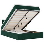 vidaXL Lit ottoman avec matelas et LED vert foncé 90x200cm velours