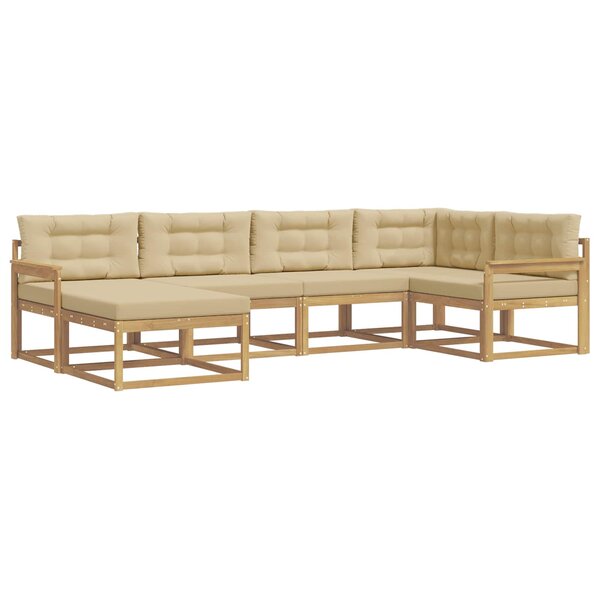 vidaXL Ensemble de canapés d'extérieur 5 pc Blanc et Beige Polyester
