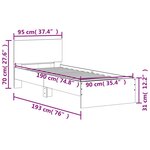 vidaXL Cadre de lit avec tête de lit et lumières LED blanc 90x190 cm