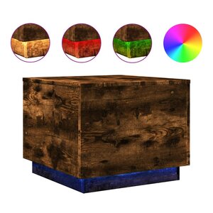vidaXL Table basse avec lumières LED chêne fumé 50x50x40 cm