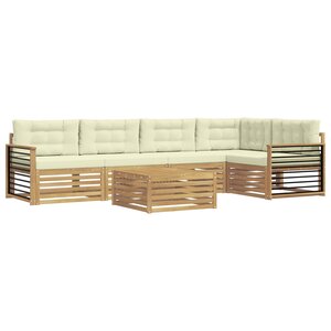 vidaXL Ensemble de canapés d'extérieur 6 pc Blanc et crème Polyester