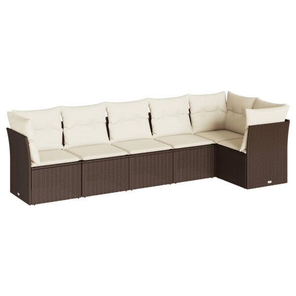 vidaXL Salon de jardin avec coussins 6 Pièces marron résine tressée