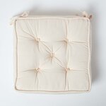 Galette de chaise coussin rehausseur en coton Crème  40 x 40 x 10 cm - HOMESCAPES