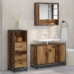vidaXL Ensemble de mobilier de salle de bain 3 Pièces Bois Ancien