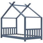 vidaXL Cadre de lit d'enfant Gris Bois de pin massif 80x160 cm