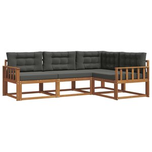 vidaXL Ensemble de canapés d'extérieur 4 Pièces Naturel et Anthracite
