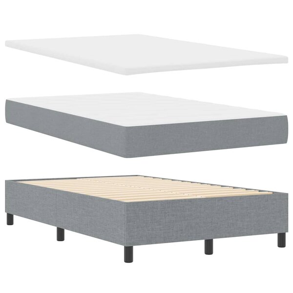 vidaXL Lit à ressorts avec matelas Gris clair 120 x 190 cm