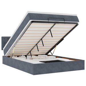 vidaXL Cadre de lit ottoman avec matelas gris foncé 140x190 cm velours