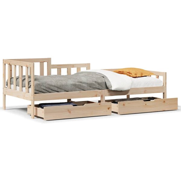 vidaXL Lit de jour avec tiroirs sans matelas 90x200 cm bois massif