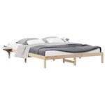 vidaXL Cadre de lit avec tables de chevet Naturel 180 x 220 cm