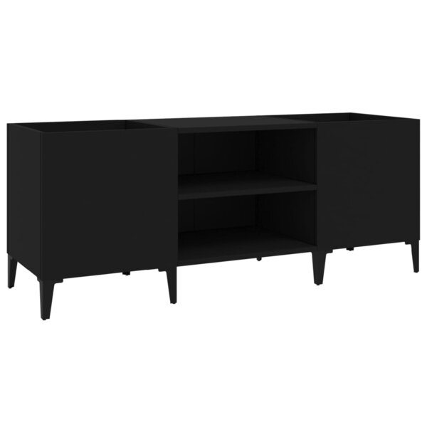 vidaXL Armoire à disques noir 121x38x48 cm bois d'ingénierie
