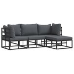 vidaXL Ensemble de canapé de jardin avec coussin 4 Pièces Noir Aluminium