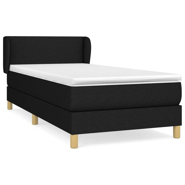 vidaXL Sommier à lattes de lit avec matelas Noir 90x200 cm Tissu