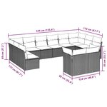 vidaXL Salon de jardin avec coussins 12 Pièces gris clair résine tressée