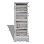 vidaXL Étagère de rangement en bois 4 paniers en tissage Blanc