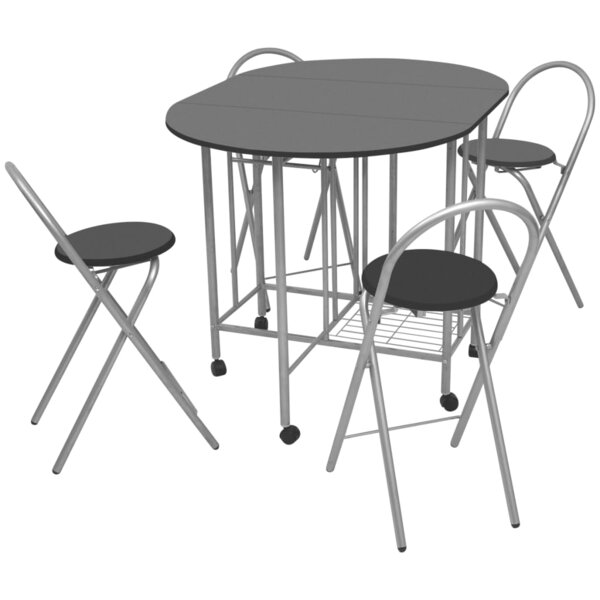 vidaXL Ensemble de salle à manger pliable 5 pièces MDF noir