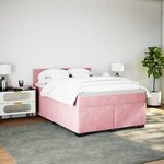 vidaXL Sommier à lattes de lit avec matelas Rose 140x190 cm Velours