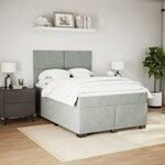 vidaXL Sommier à lattes de lit et matelas Gris clair 140x190cm Velours