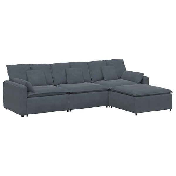 vidaXL Canapé modulaire avec repose-pieds et coussins gris foncé