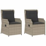 vidaXL Chaises inclinables jardin lot de 2 et coussins résine tressée