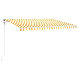 vidaXL Auvent automatique capteur de vent/LED 400x300cm Jaune et blanc