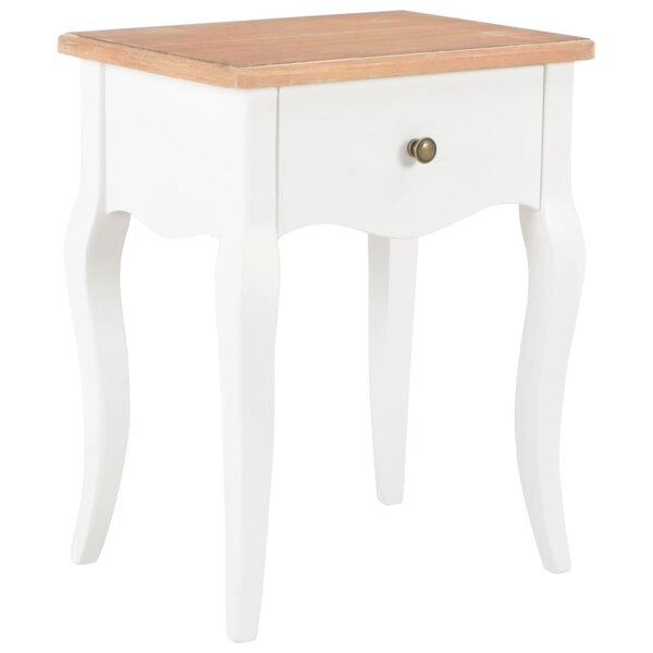 vidaXL Table de chevet Blanc et marron 40x30x50 cm Bois de pin massif