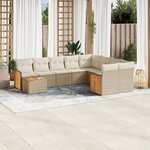 vidaXL Salon de jardin avec coussins 10 Pièces beige résine tressée