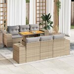 vidaXL Salon de jardin avec coussins 7 Pièces beige résine tressée