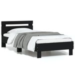 vidaXL Cadre de lit sans matelas avec tête de lit noir 90x190 cm