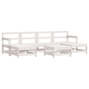 vidaXL Salon de jardin 7 Pièces Blanc Bois de pin massif